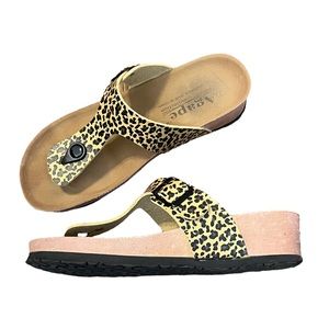 Agape Leopard Print Wedge Sandal